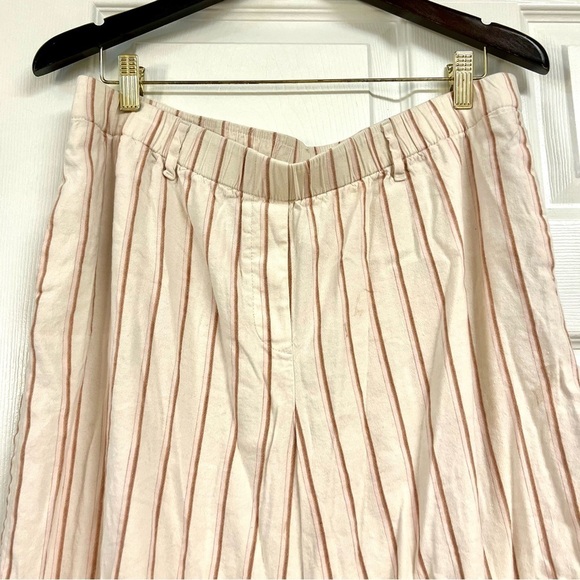 J. Jill Linen Stretch Pull on Pant neutral stripes women’s size L Tall wide leg - Picture 3 of 10